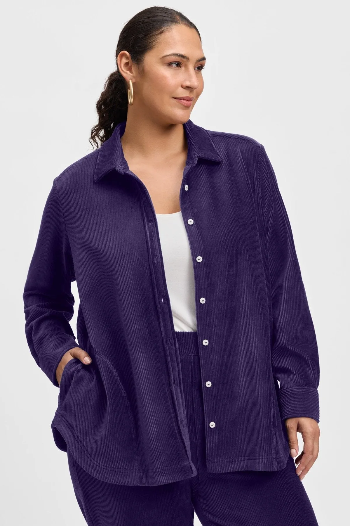 Maddy Plus Long Sleeve Plush Cord Shirt