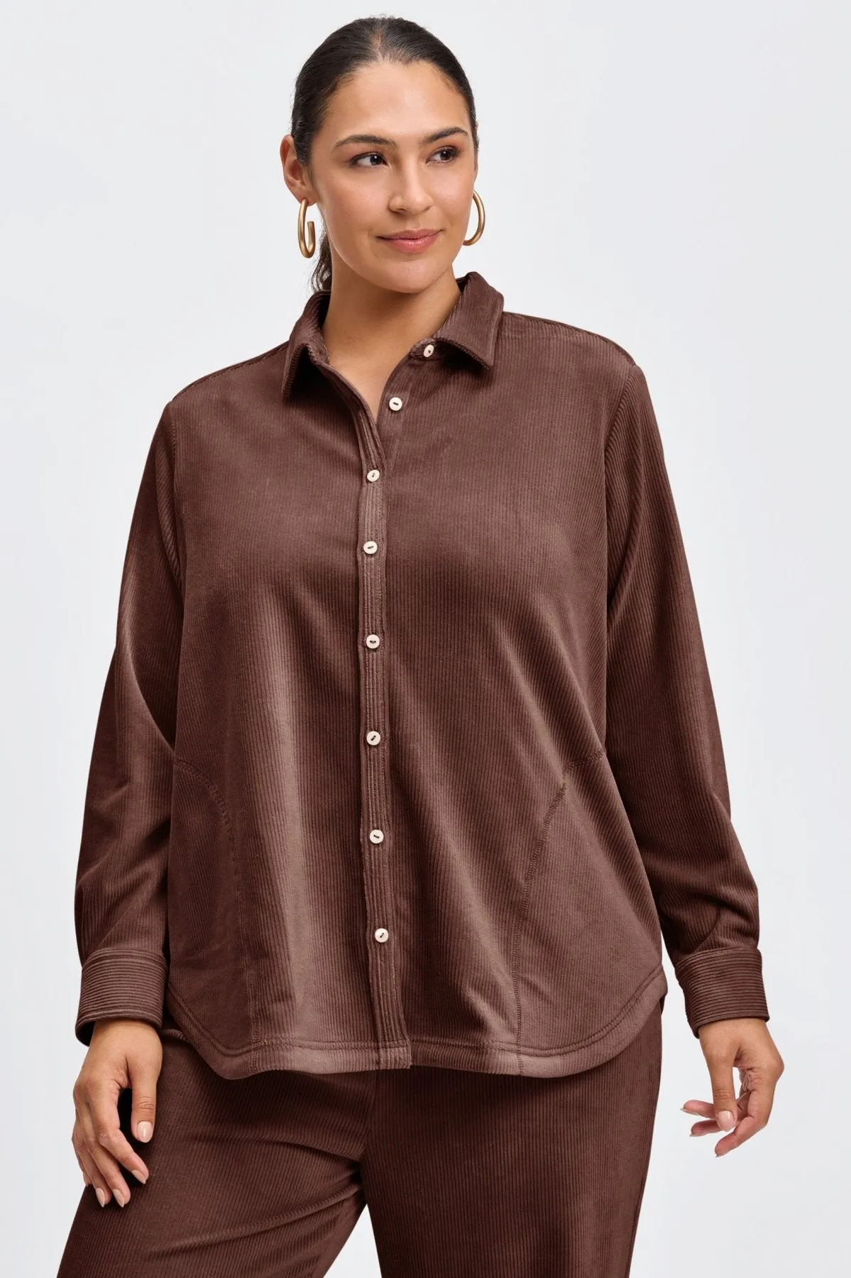 Maddy Plus Long Sleeve Plush Cord Shirt