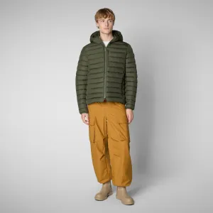 Man's animal free puffer jacket Juncus in dusty olive