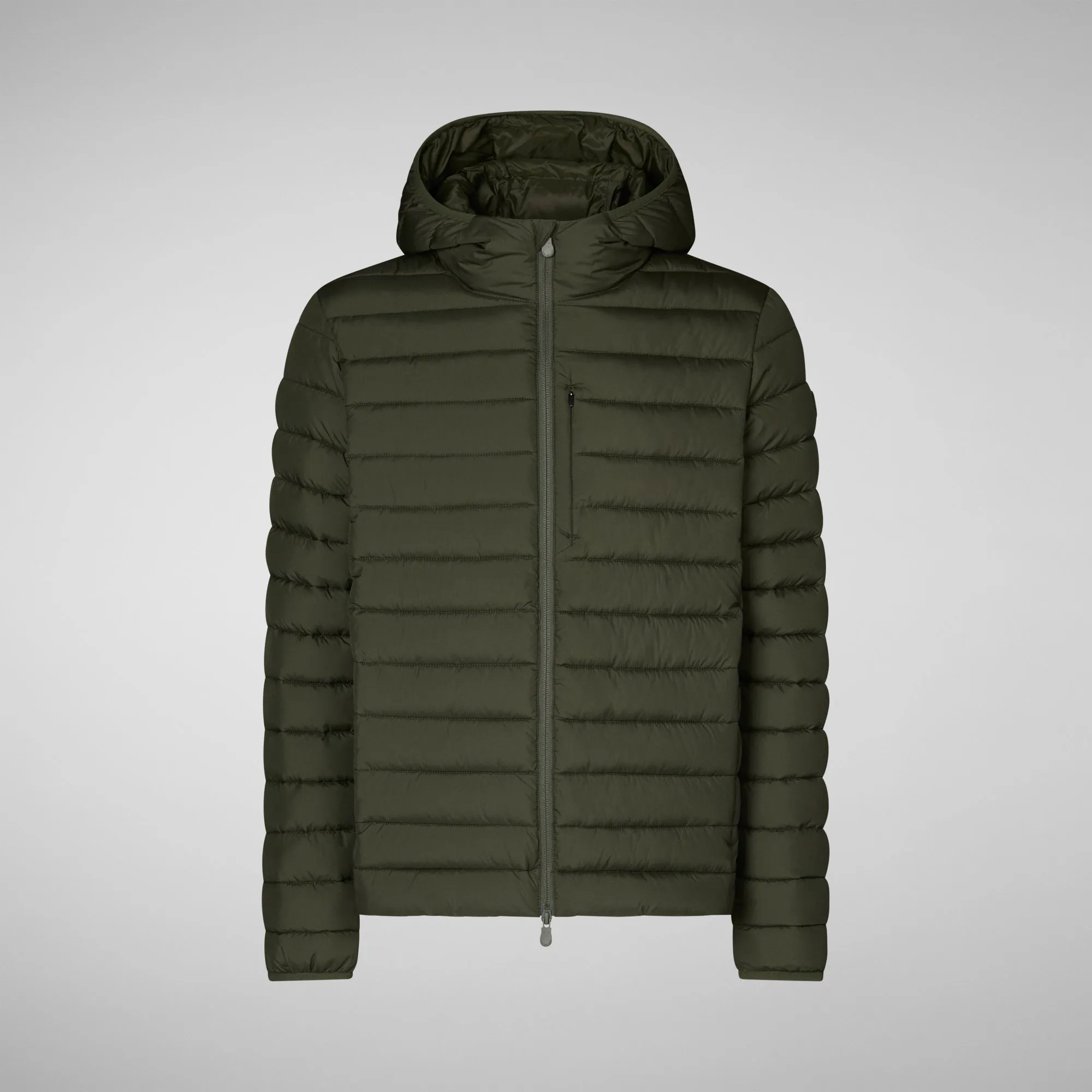 Man's animal free puffer jacket Juncus in dusty olive