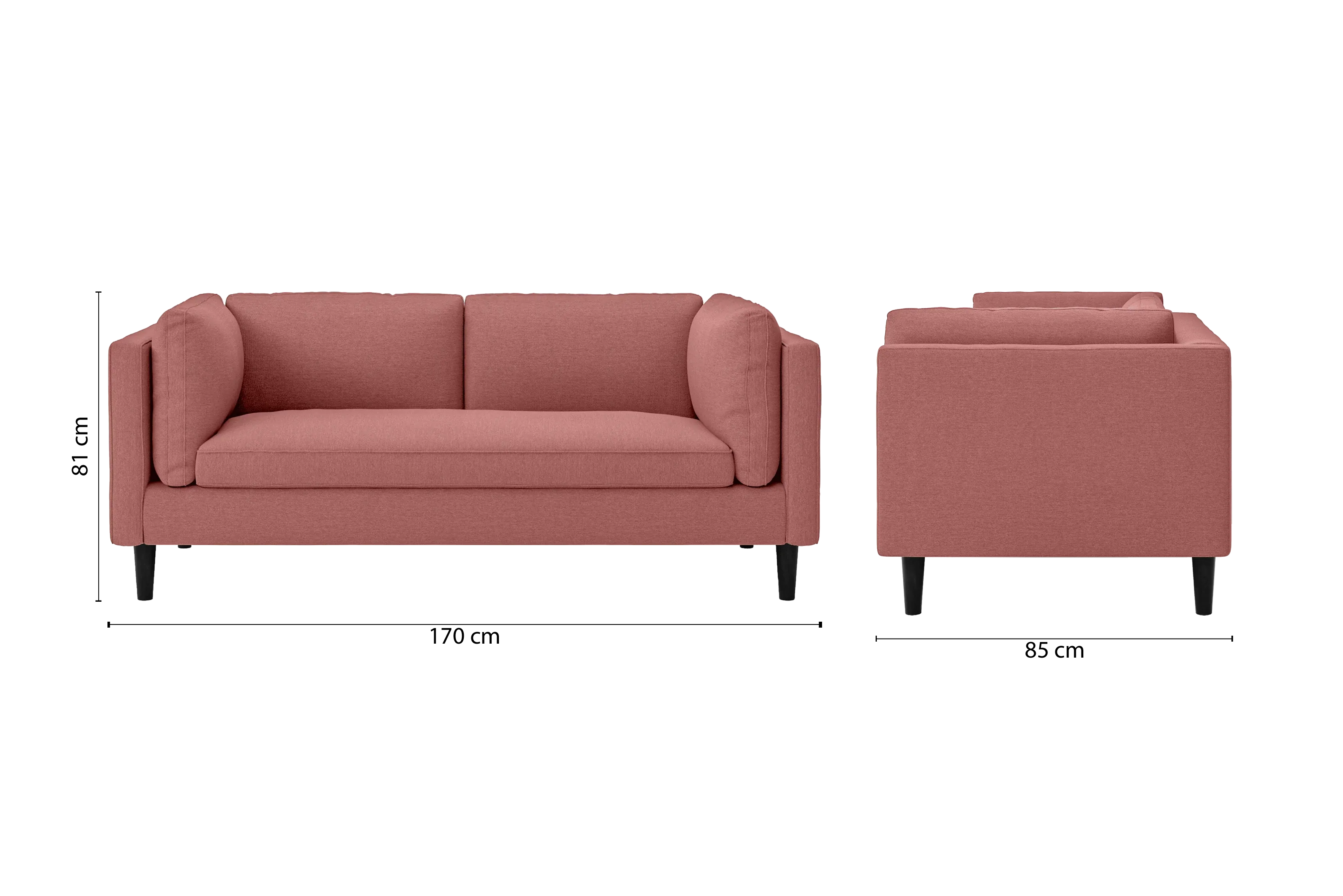 Matera 2 Seater Sofa Rose Pink Linen Fabric