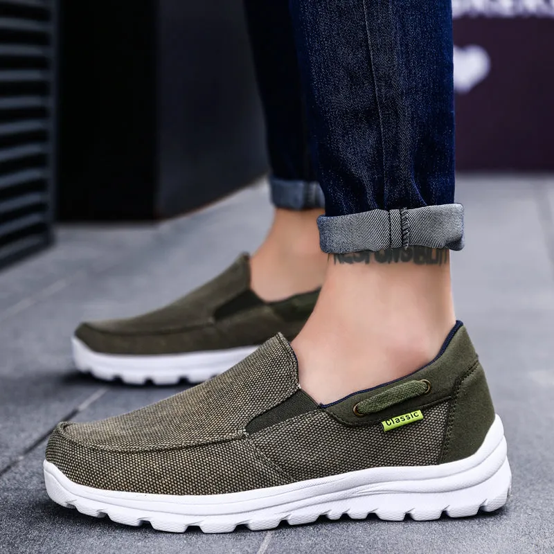 Mens Slip On Canvas Shoes Deck Shoes Casual Comfort Lightweight Loafer Flat Outdoor Sneakers