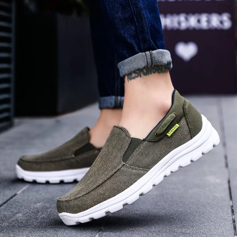 Mens Slip On Canvas Shoes Deck Shoes Casual Comfort Lightweight Loafer Flat Outdoor Sneakers