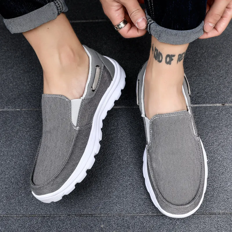 Mens Slip On Canvas Shoes Deck Shoes Casual Comfort Lightweight Loafer Flat Outdoor Sneakers