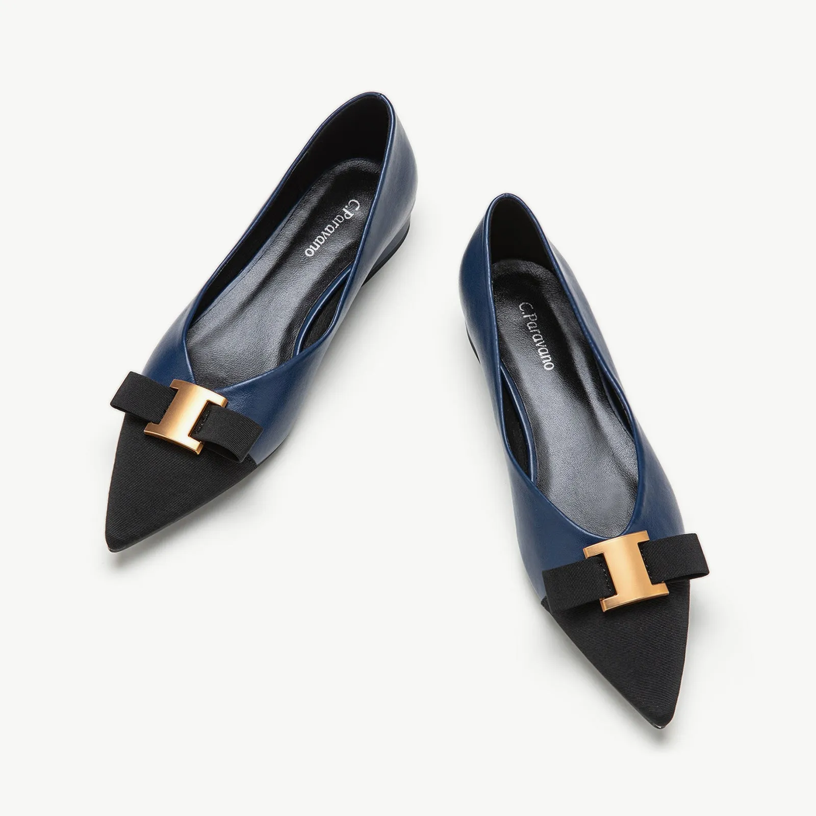 Metal Tie Flats (Aida) Navy