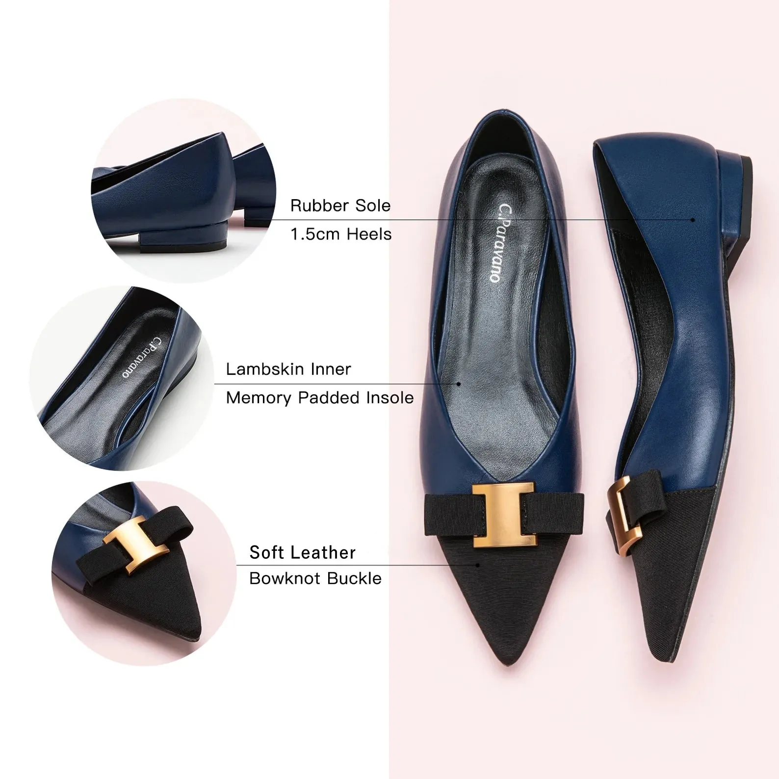 Metal Tie Flats (Aida) Navy