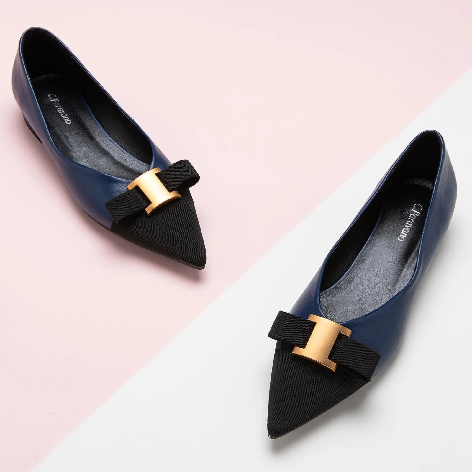 Metal Tie Flats (Aida) Navy