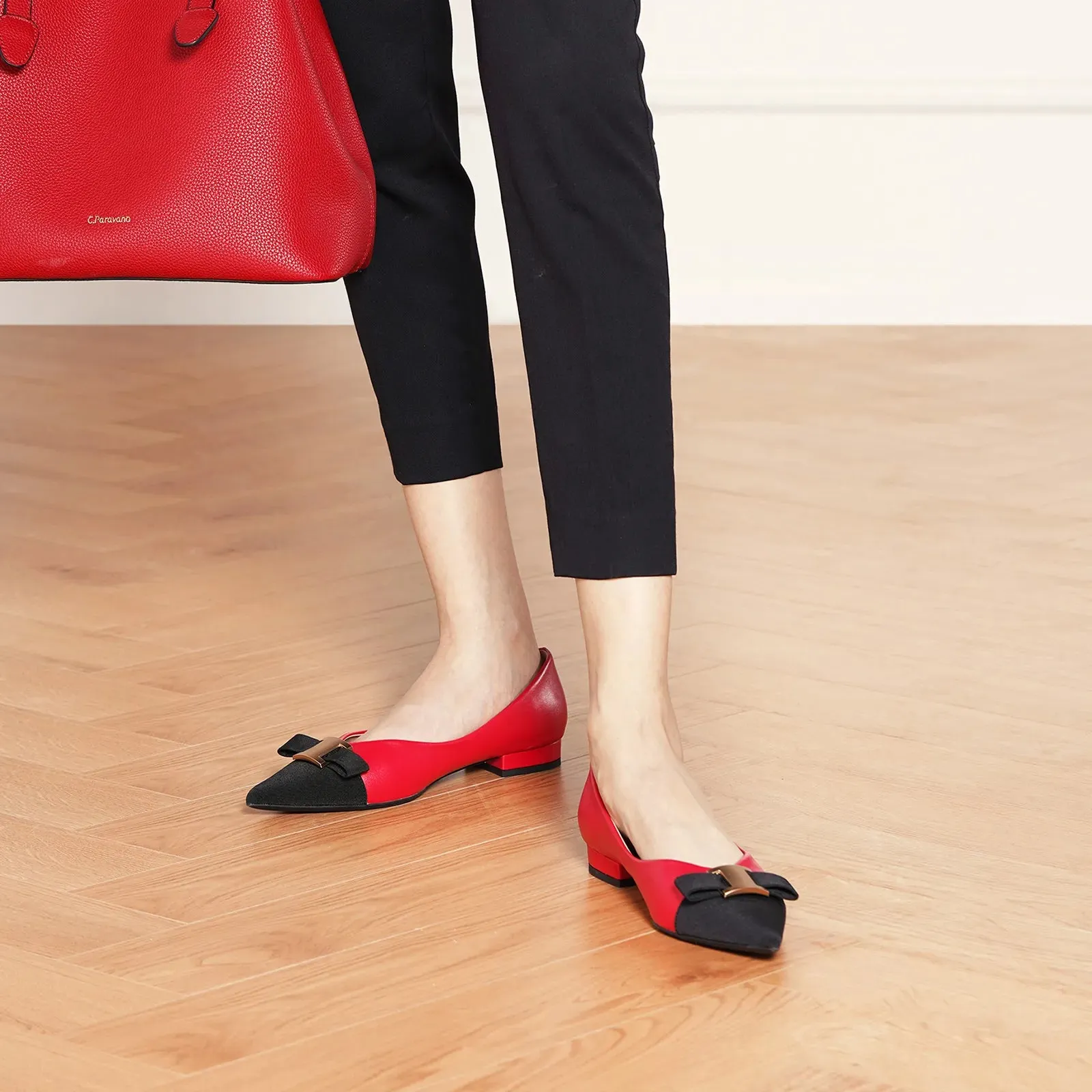 Metal Tie Flats (Aida) Red