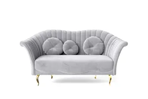 Milan 2 Seater Sofa Silver Velvet