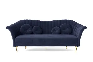 Milan 3 Seater Sofa Dark Blue Velvet