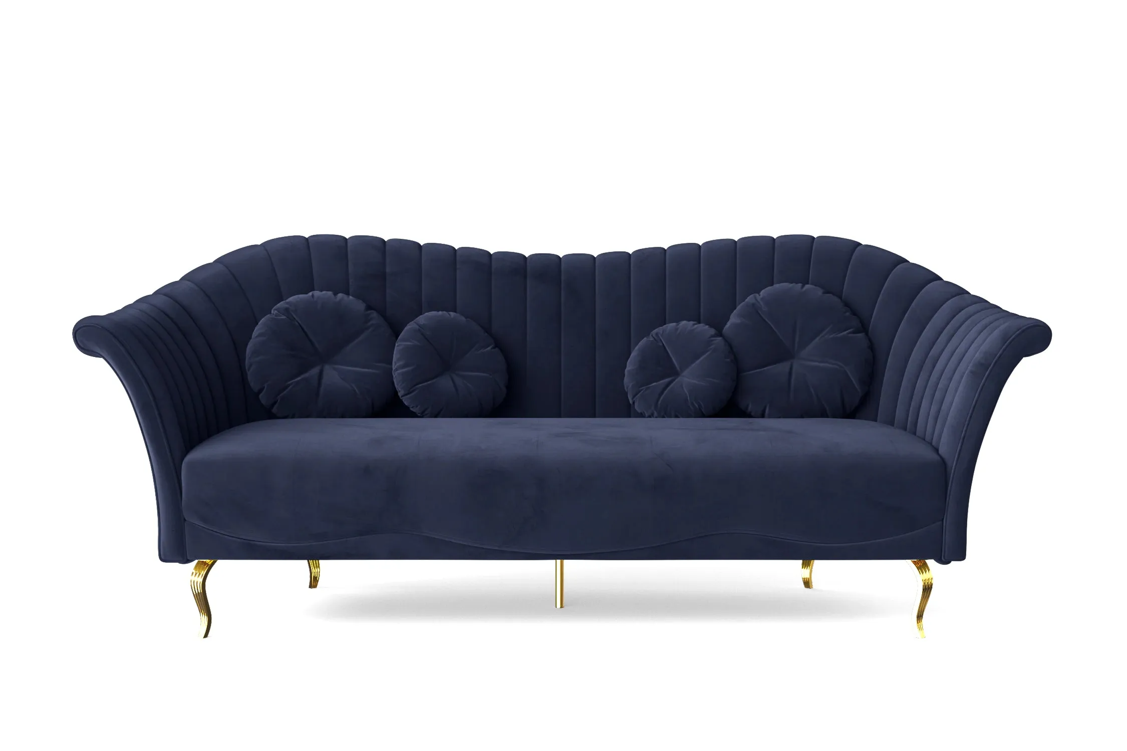 Milan 3 Seater Sofa Dark Blue Velvet