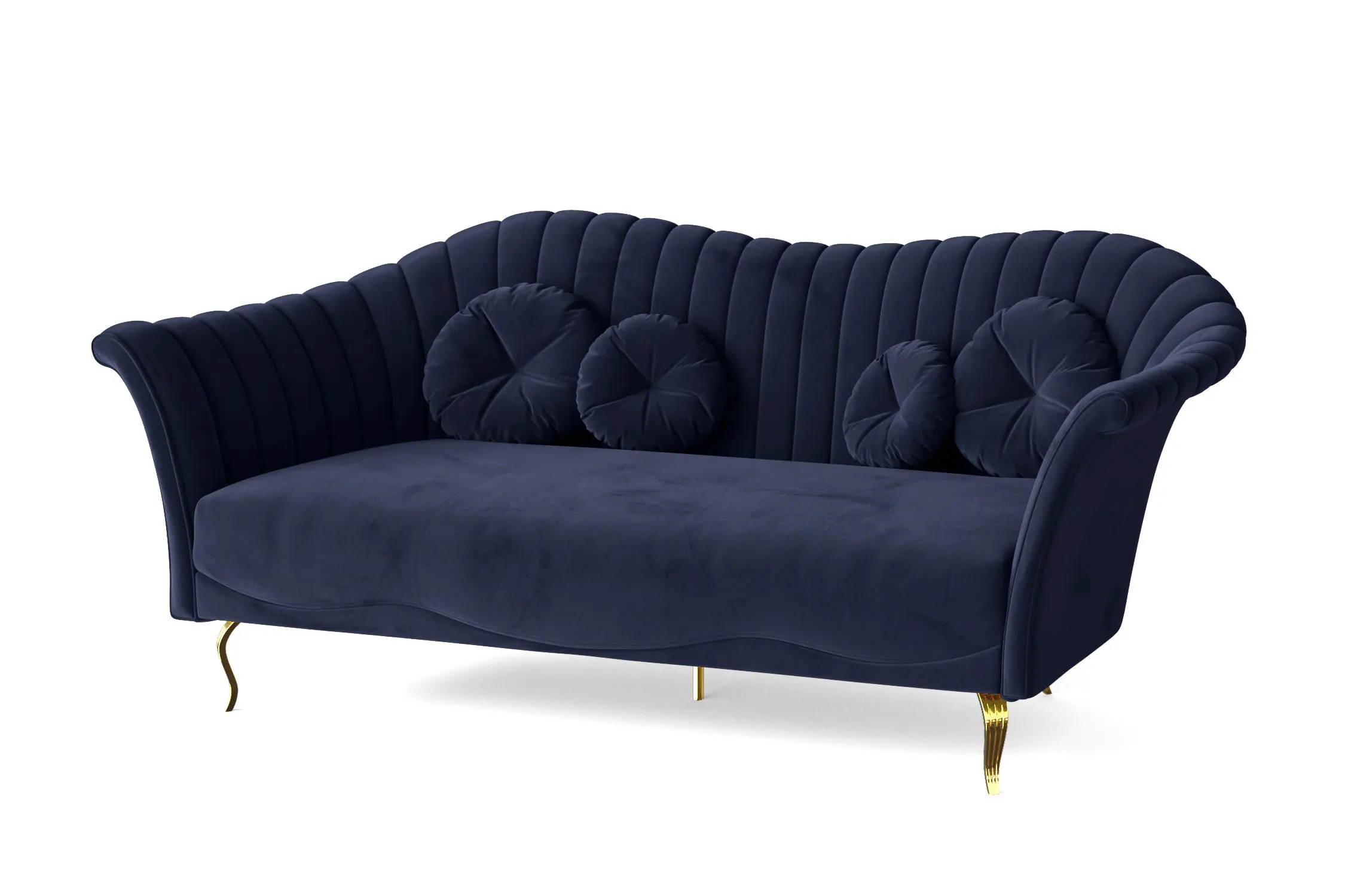 Milan 3 Seater Sofa Dark Blue Velvet