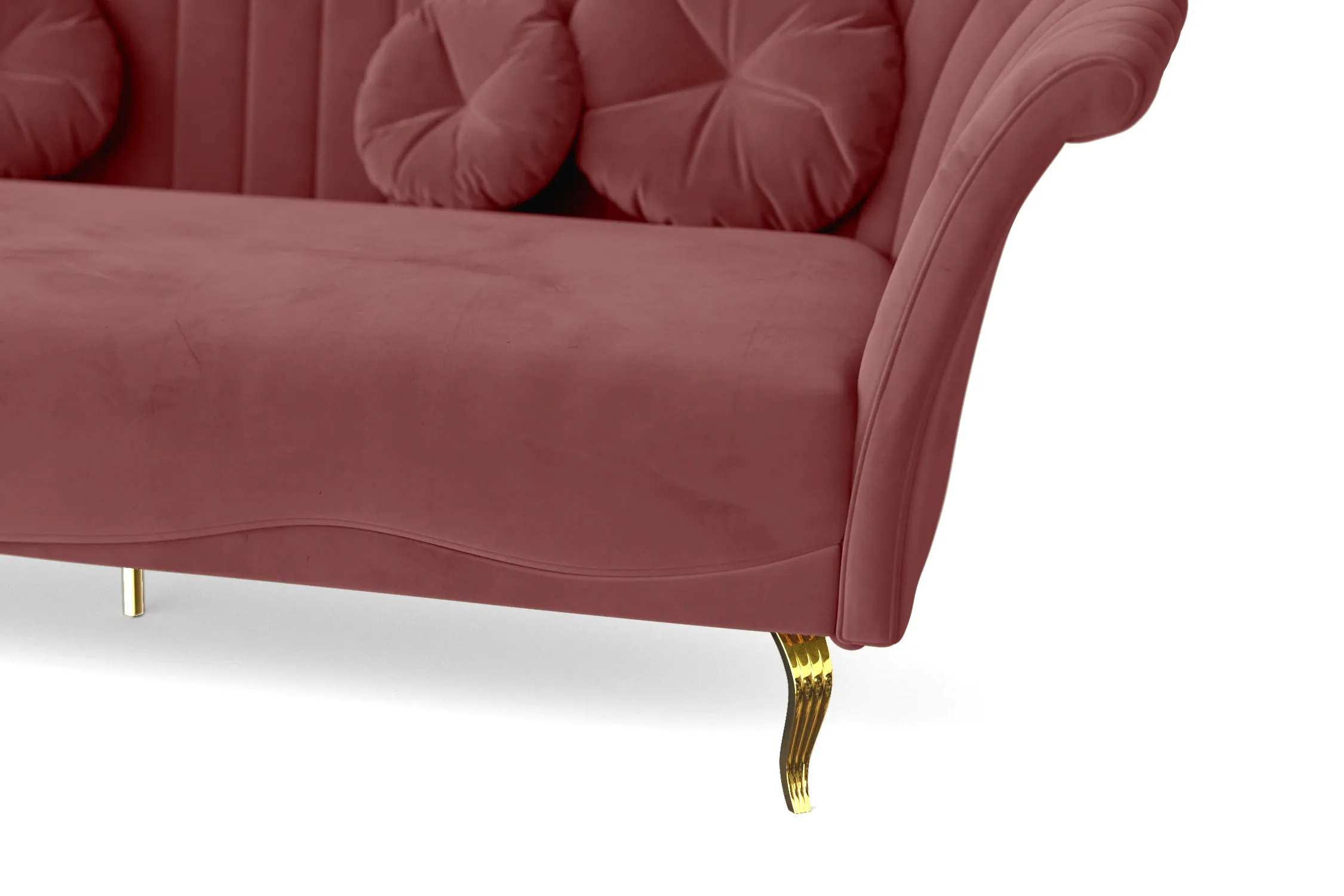 Milan 3 Seater Sofa Pink Velvet