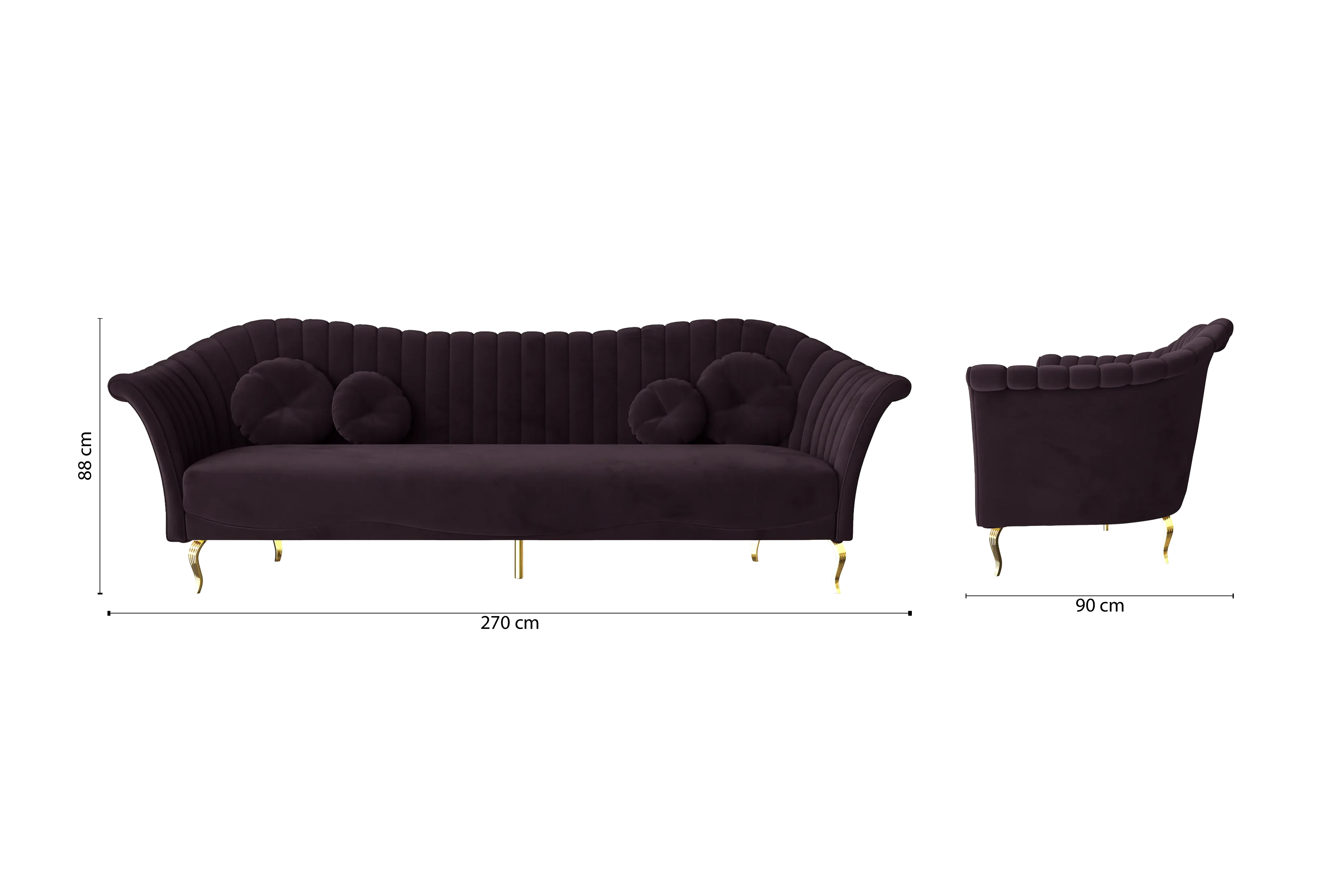 Milan 4 Seater Sofa Purple Velvet