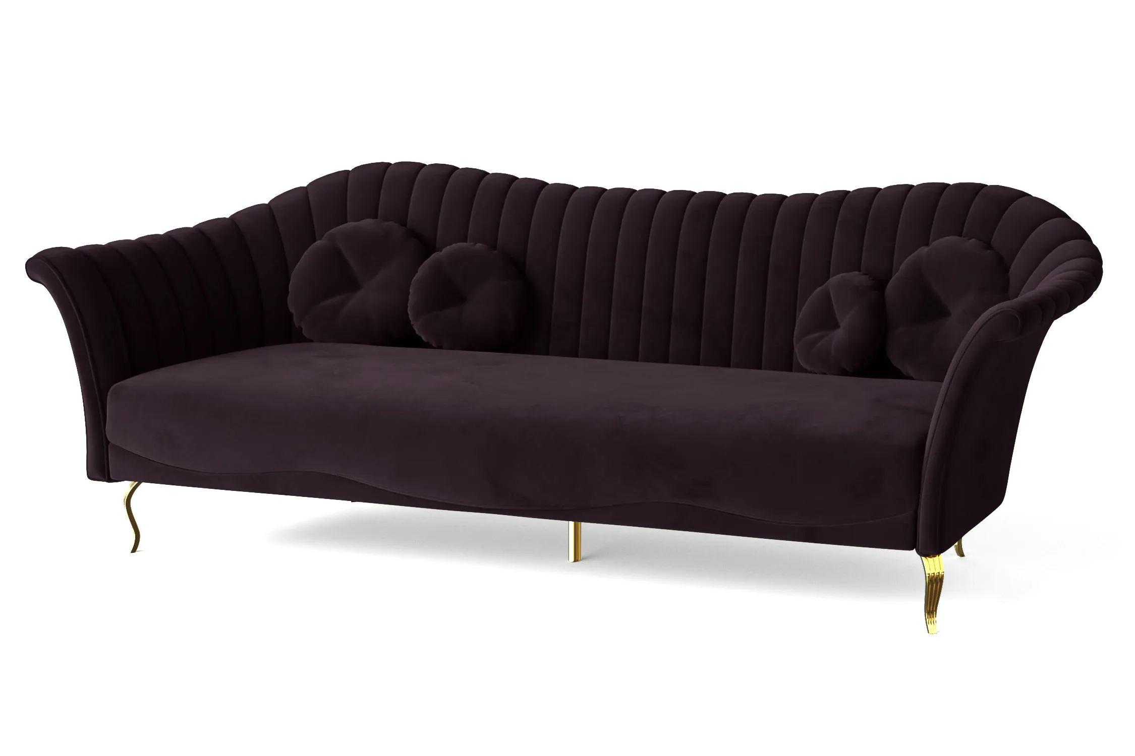 Milan 4 Seater Sofa Purple Velvet