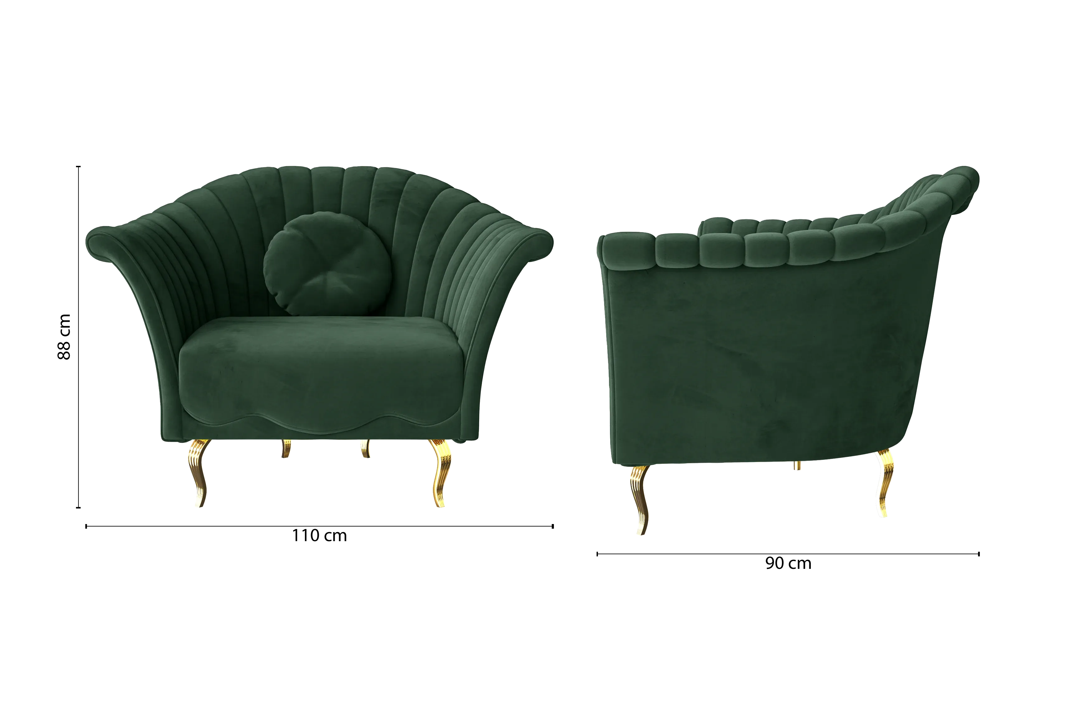 Milan Armchair Green Velvet