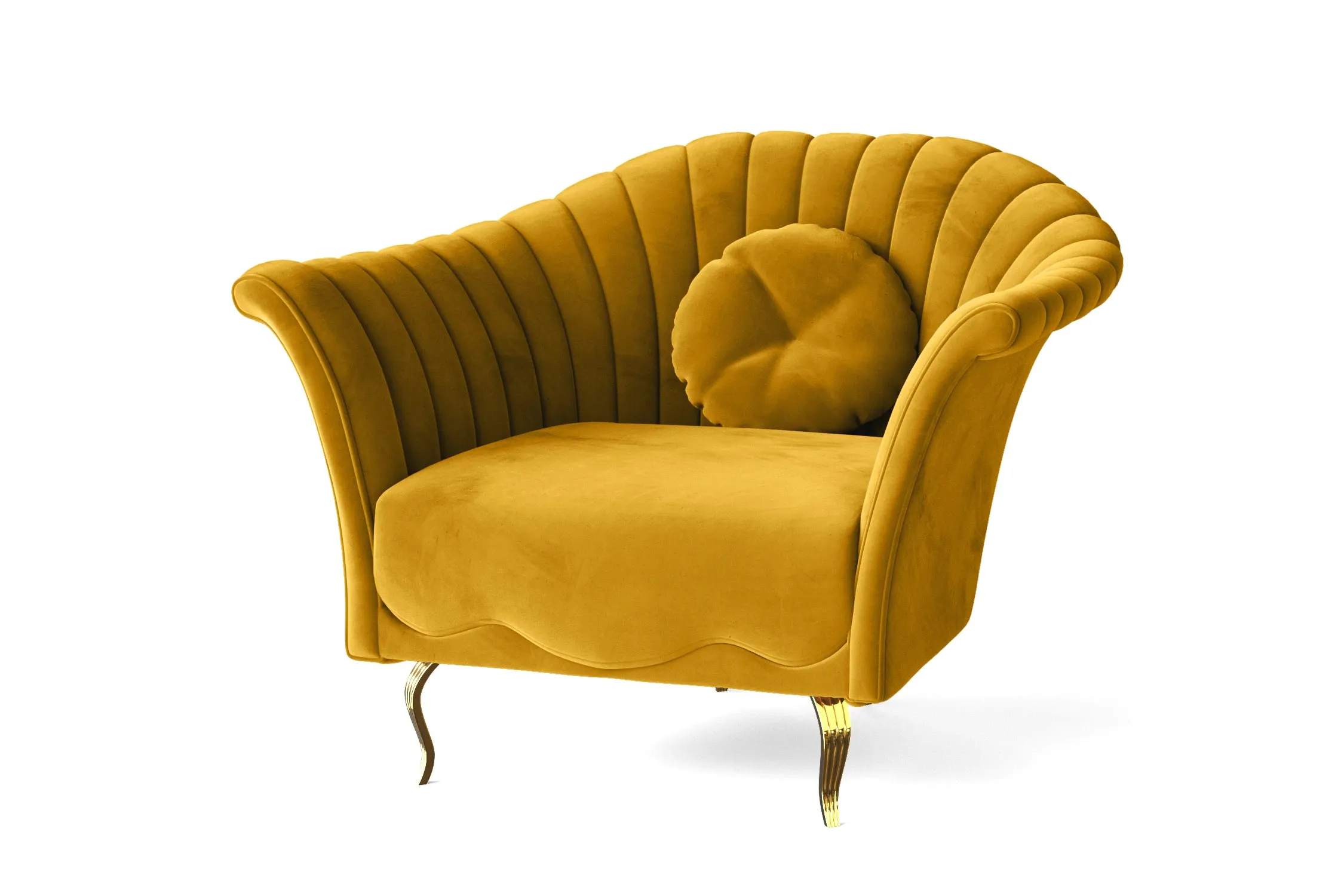 Milan Armchair Yellow Velvet