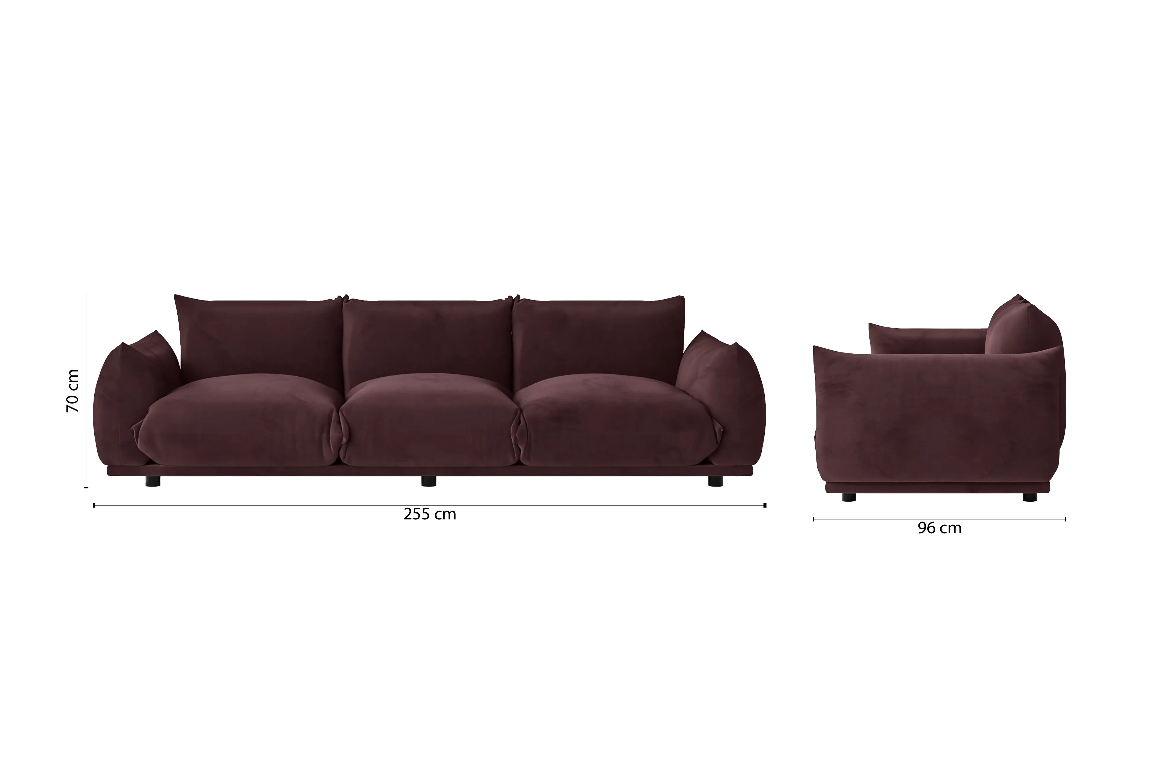 Minneapolis 3 Seater Sofa Grape Velvet