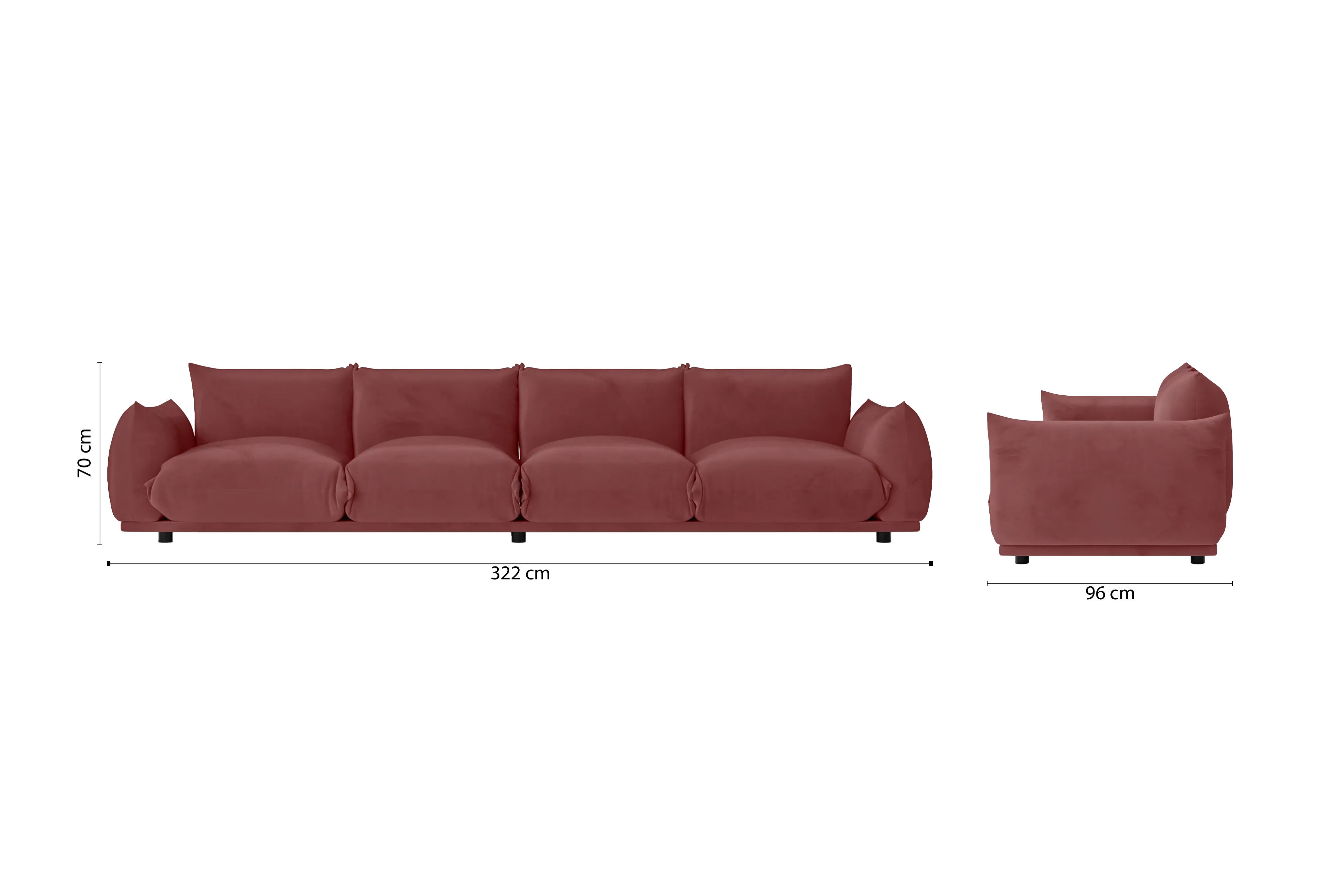 Minneapolis 4 Seater Sofa Pink Velvet