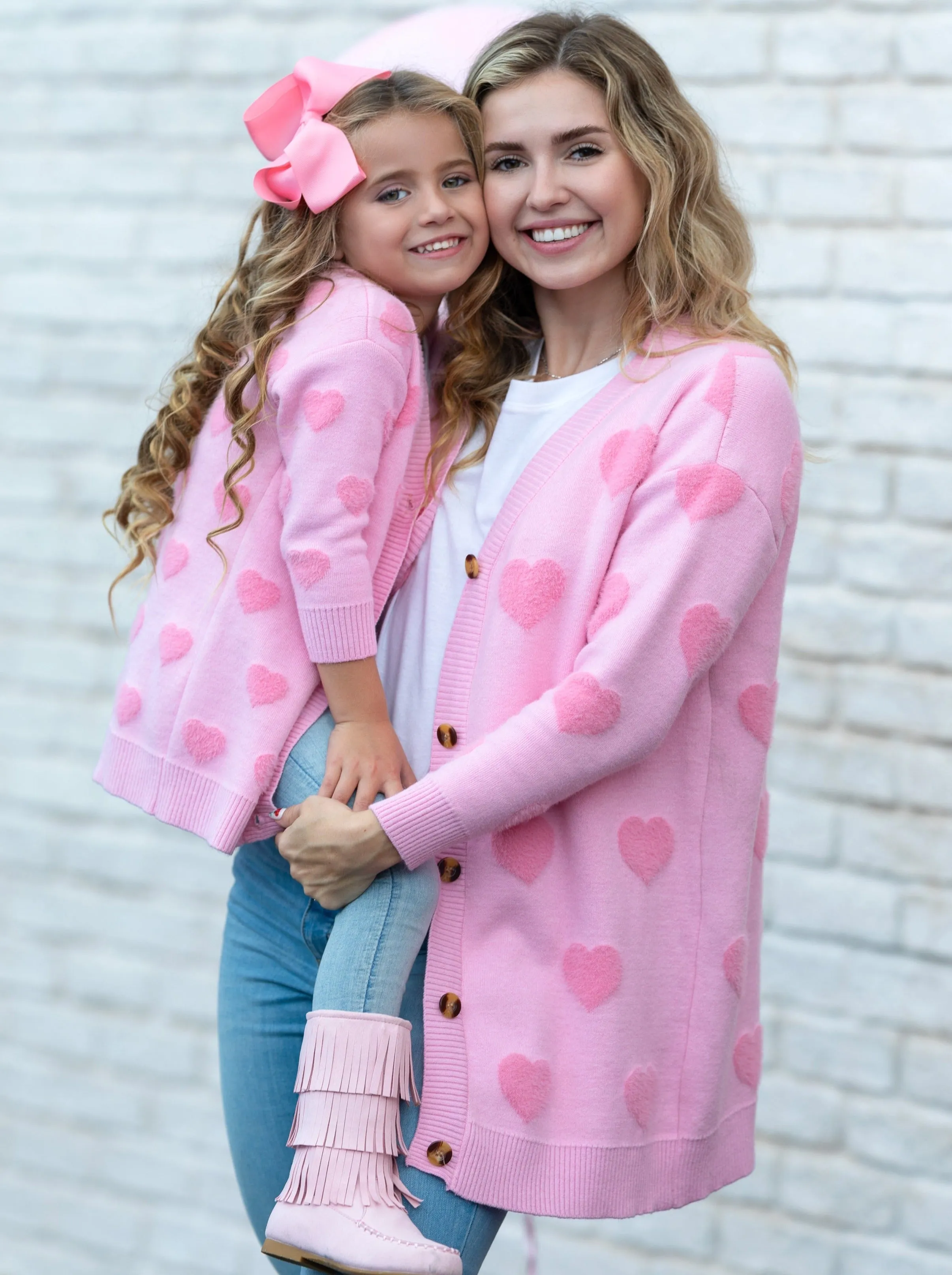 Mommy And Me You Make My Heart Fuzzy Cardigan