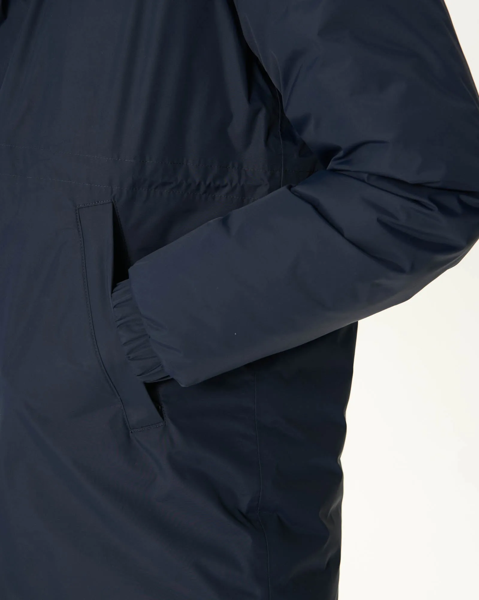 Navy Roma long reversible puffer jacket