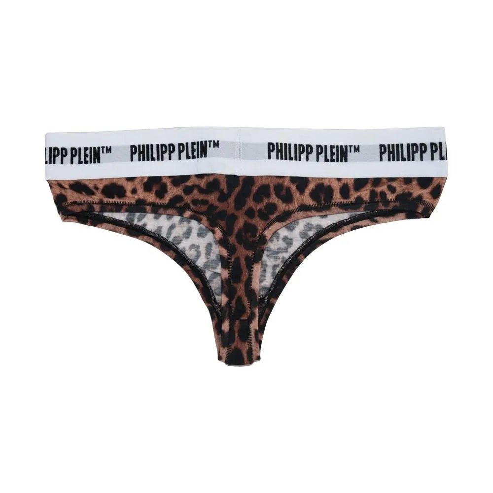 Philipp Plein Brown Cotton Women Thong