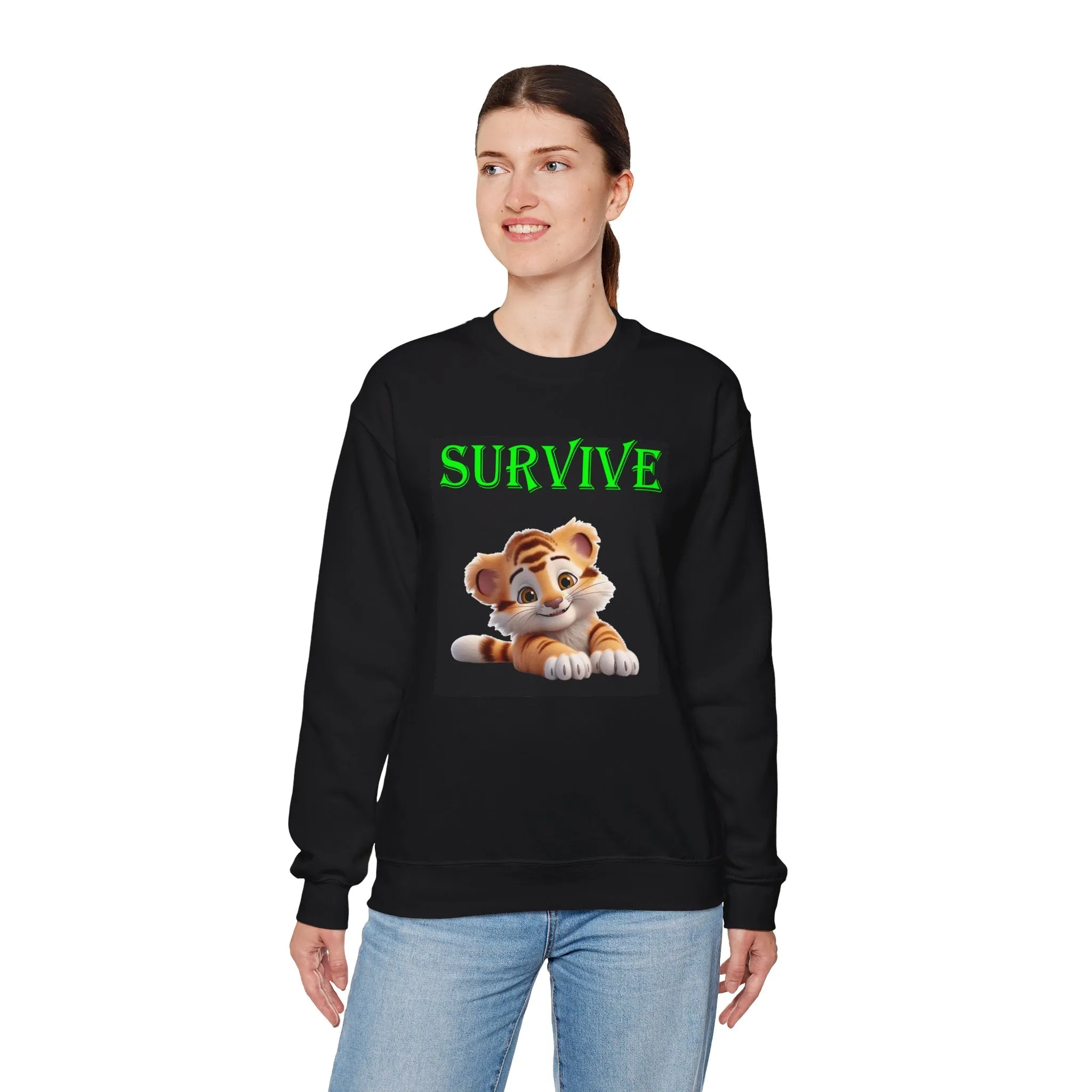 Princess Grace  Survive Tiger Crewneck Sweatshirt for Animal Lovers