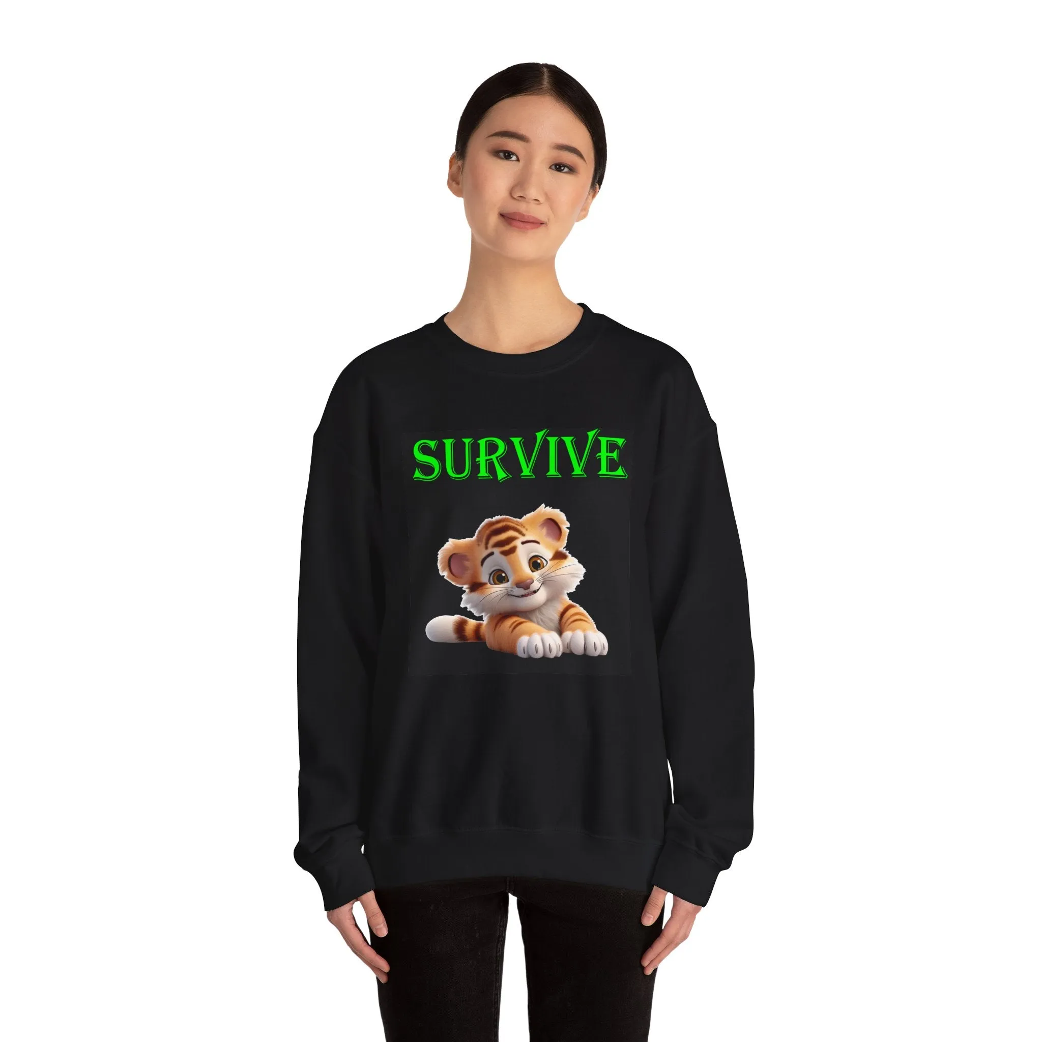 Princess Grace  Survive Tiger Crewneck Sweatshirt for Animal Lovers