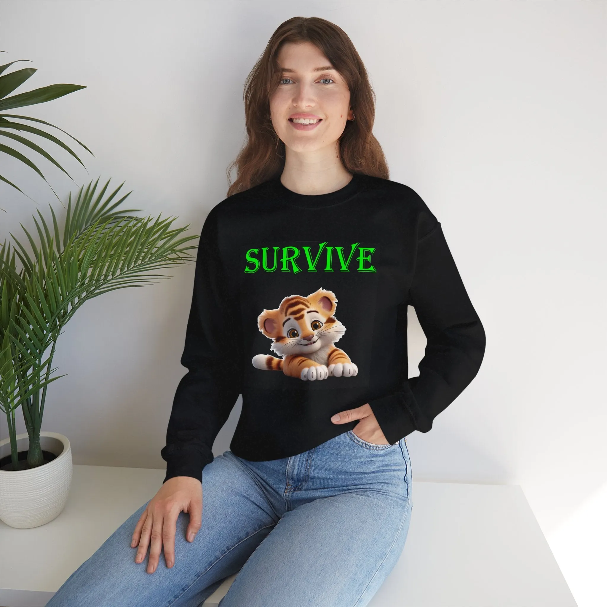 Princess Grace  Survive Tiger Crewneck Sweatshirt for Animal Lovers