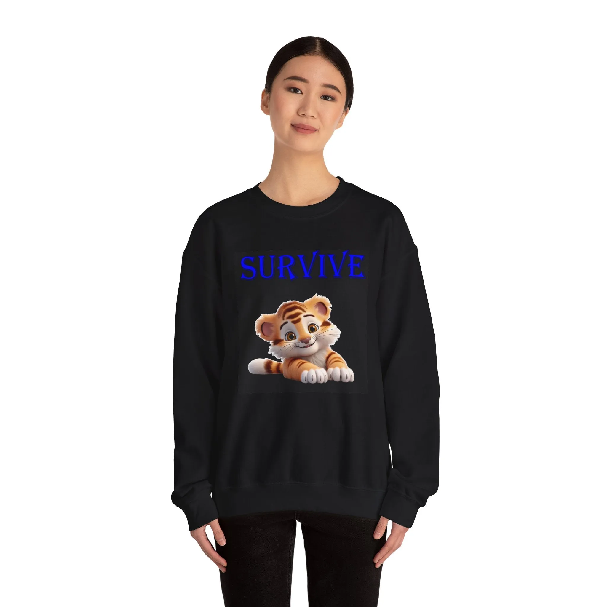 Princess Grace  Survive Tiger Unisex Heavy Blend™ Crewneck Sweatshirt