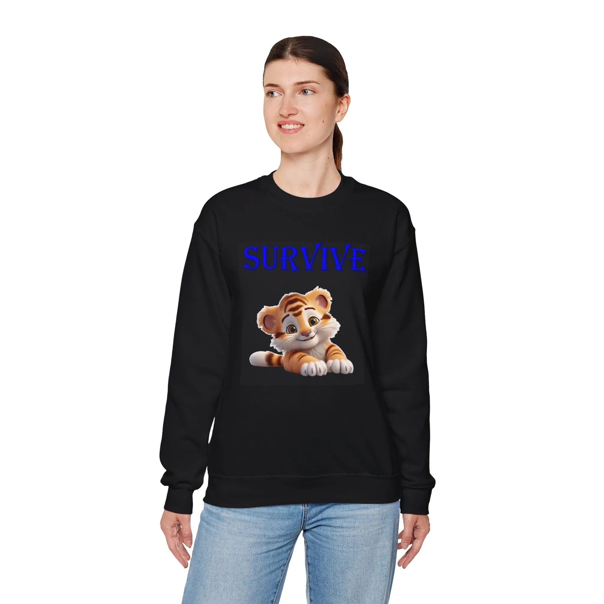 Princess Grace  Survive Tiger Unisex Heavy Blend™ Crewneck Sweatshirt