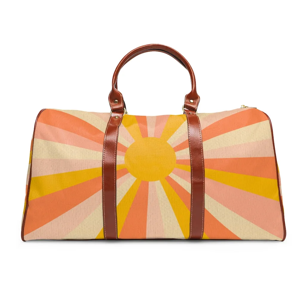 Retro Bag Sunburst Groovy Travel Bag Waterproof Overnight Bag Vintage Style Eclectic Airline Bag