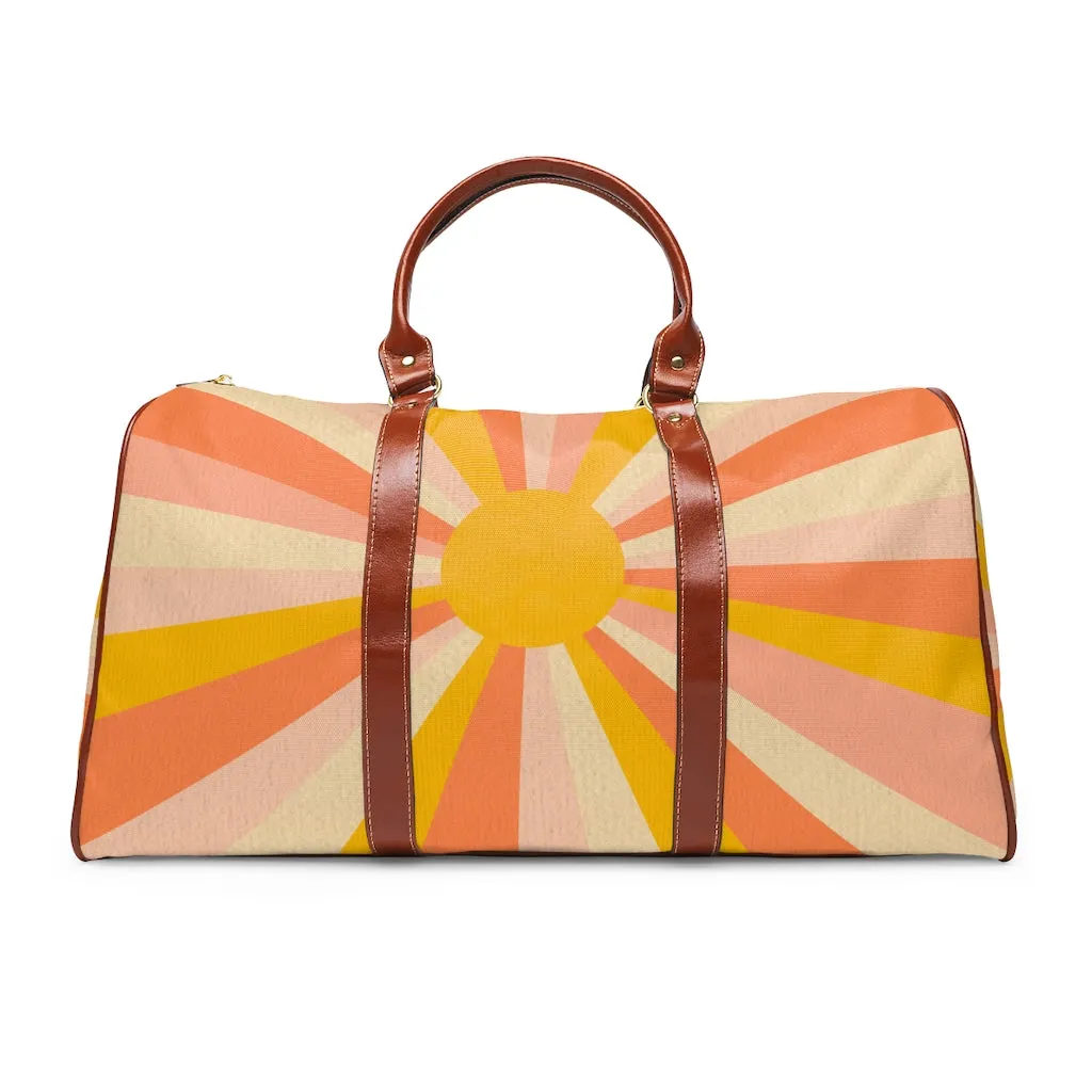 Retro Bag Sunburst Groovy Travel Bag Waterproof Overnight Bag Vintage Style Eclectic Airline Bag