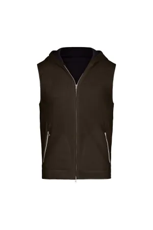 Reversible Nylon and Cotton Zip Vest in Charcoal