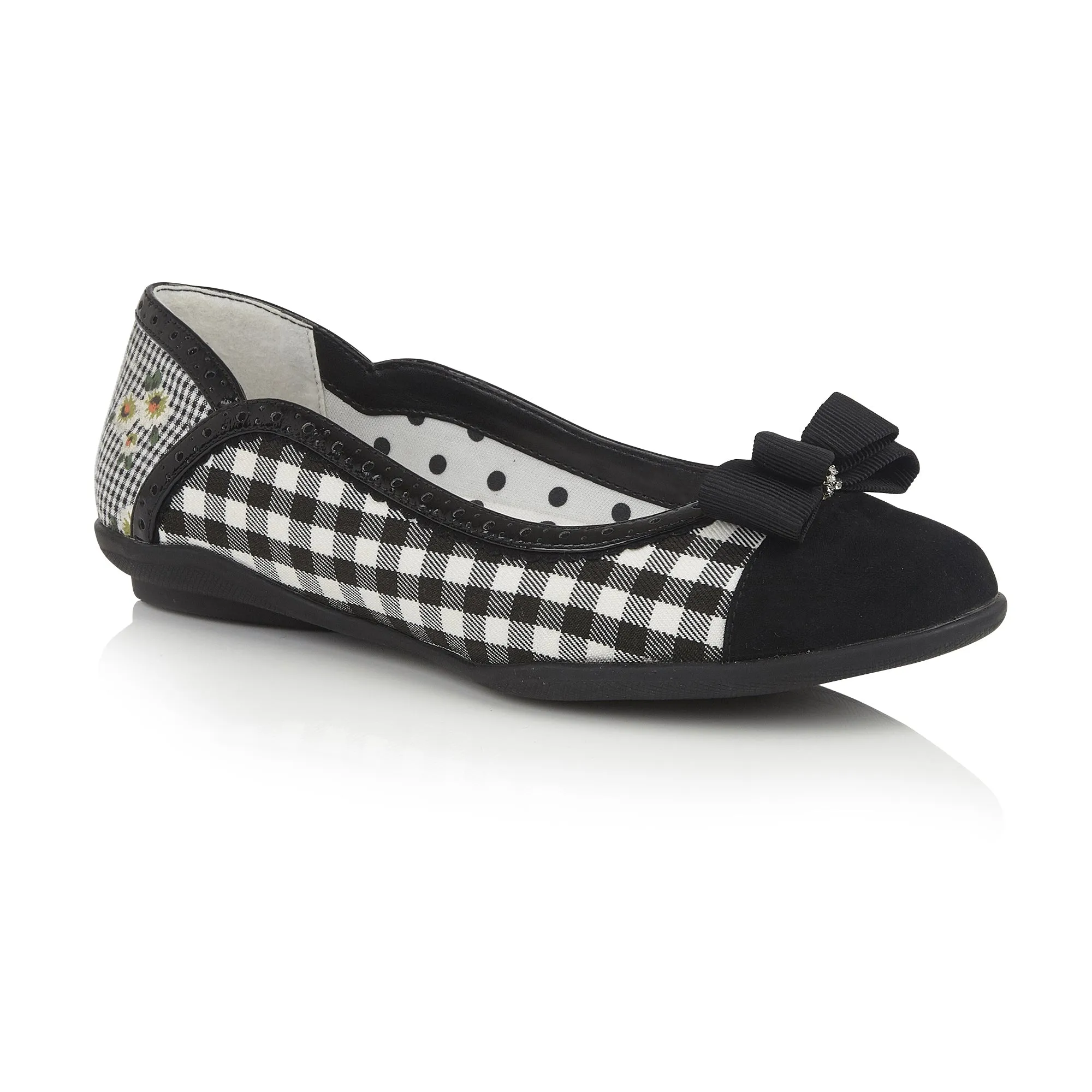 Ruby Shoo Black And White Vintage Gingham Check Print Lizzie Pumps