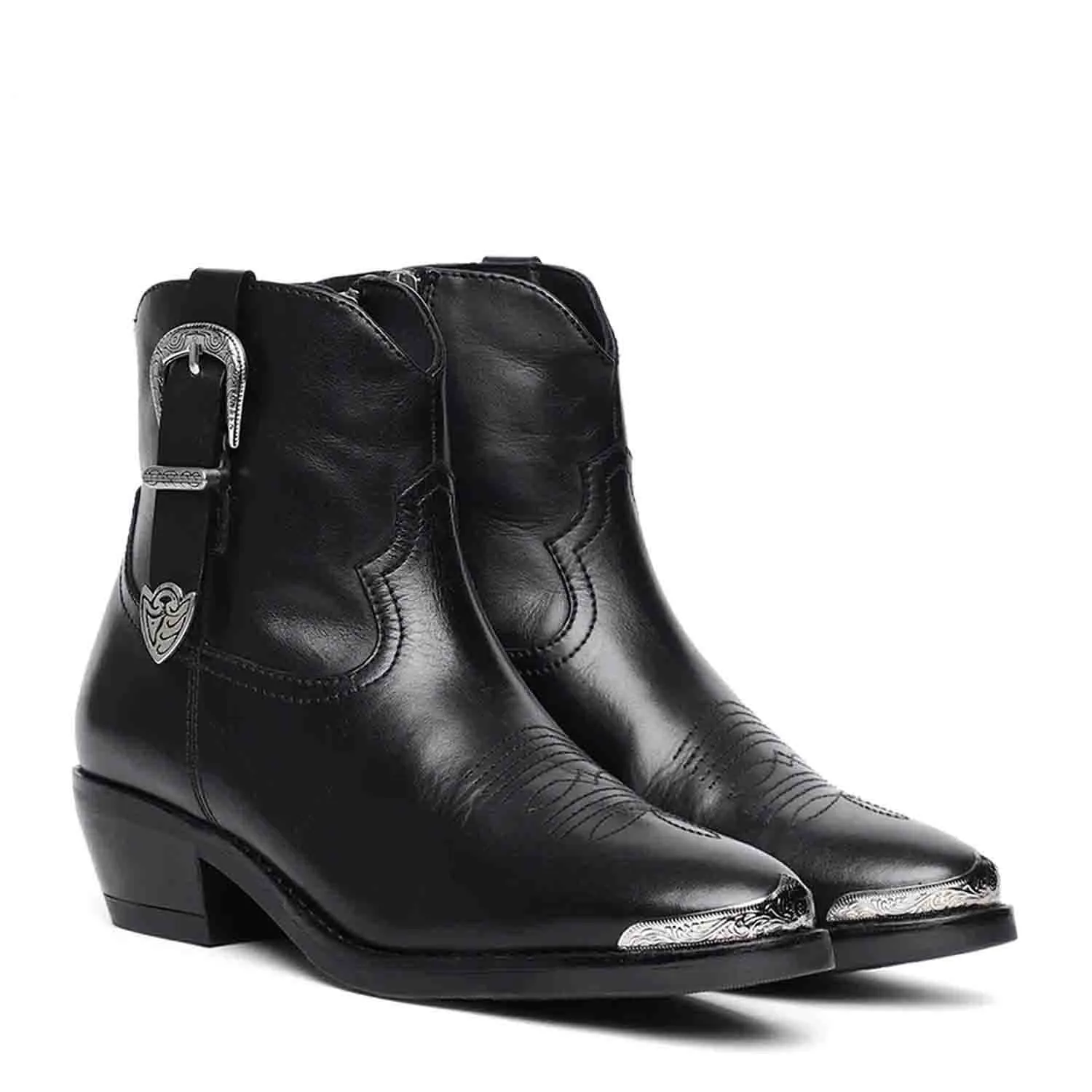 Saint Gessica Buckle Decorative Leather Ankle Boots