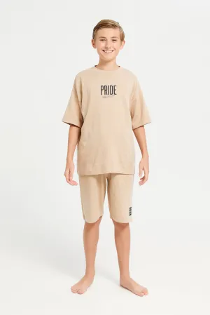 Senior Boys Beige Tiger Pride Oversize Casual Set (2 Piece)