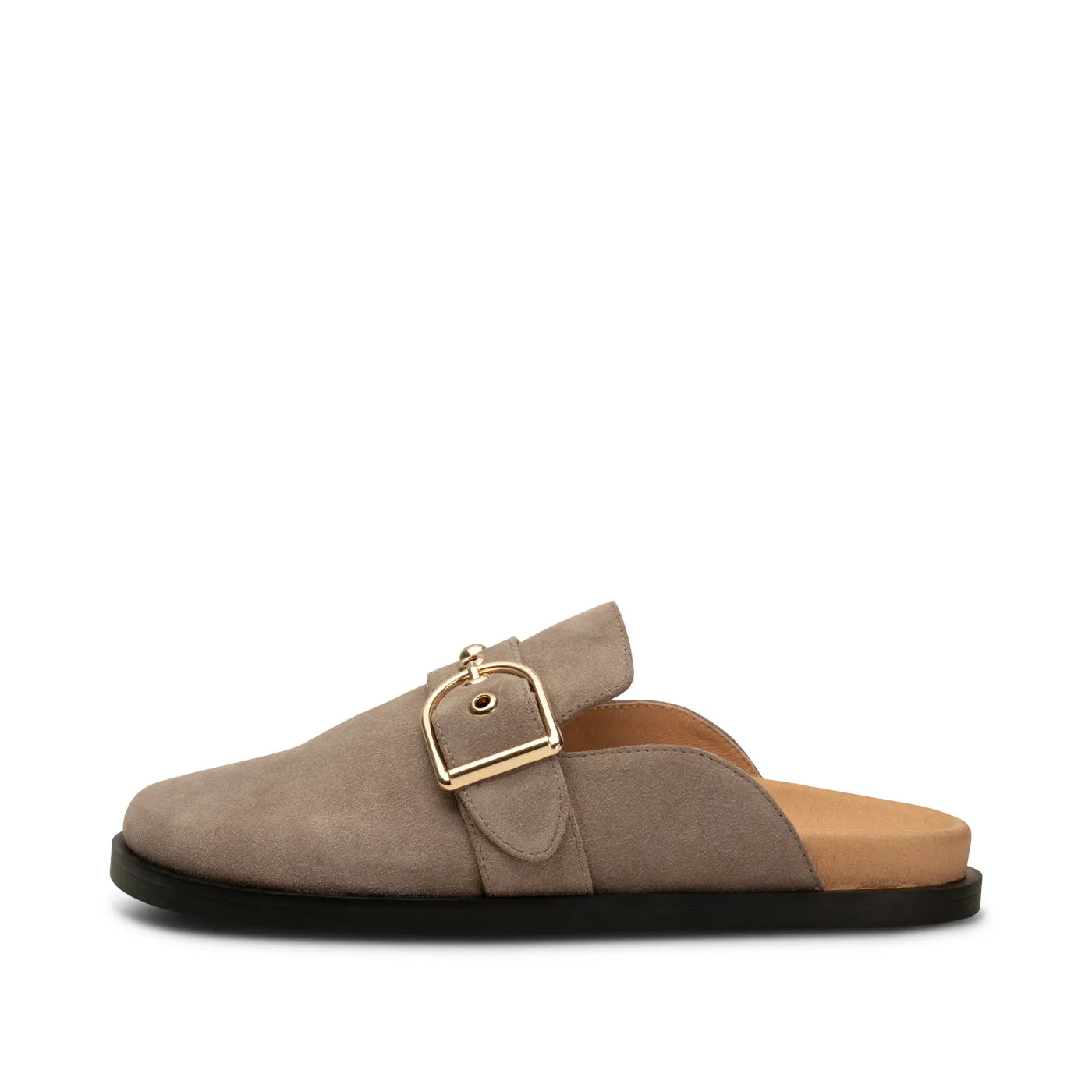 Siri Buckle Clog Suede - TAUPE