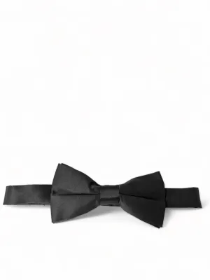 Solid Black Pre-Tied Bow Tie