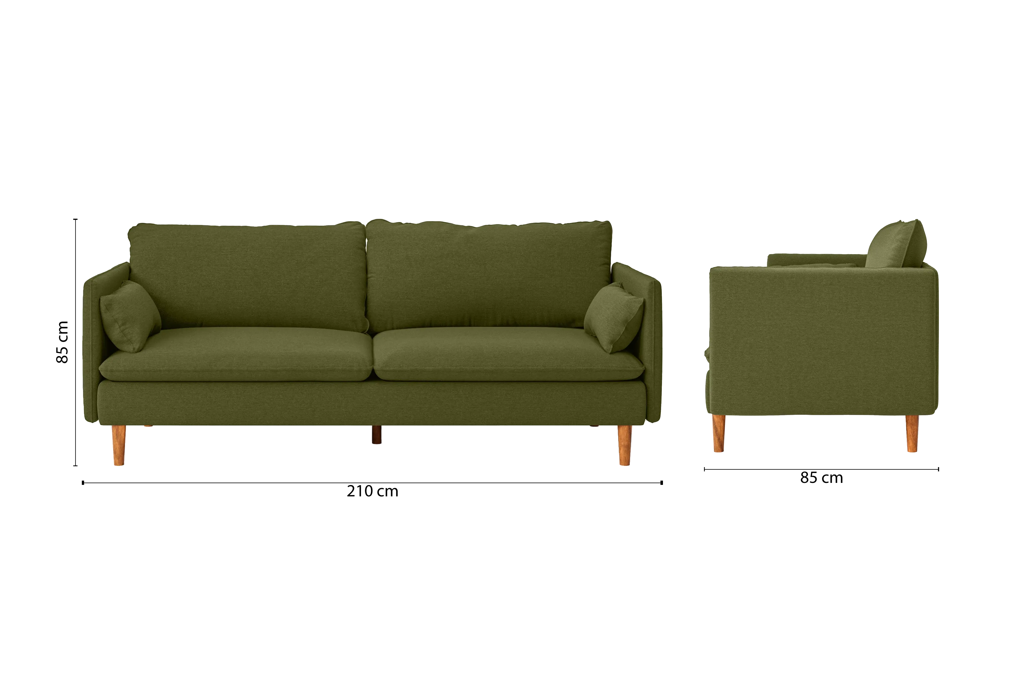 Tirreni 3 Seater Sofa Olive Linen Fabric