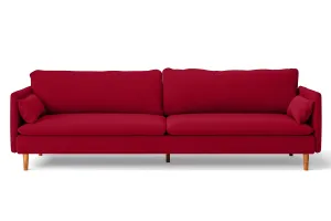 Tirreni 4 Seater Sofa Red Linen Fabric