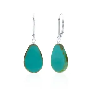 Turquoise Glass Beaded Teardrop Earrings