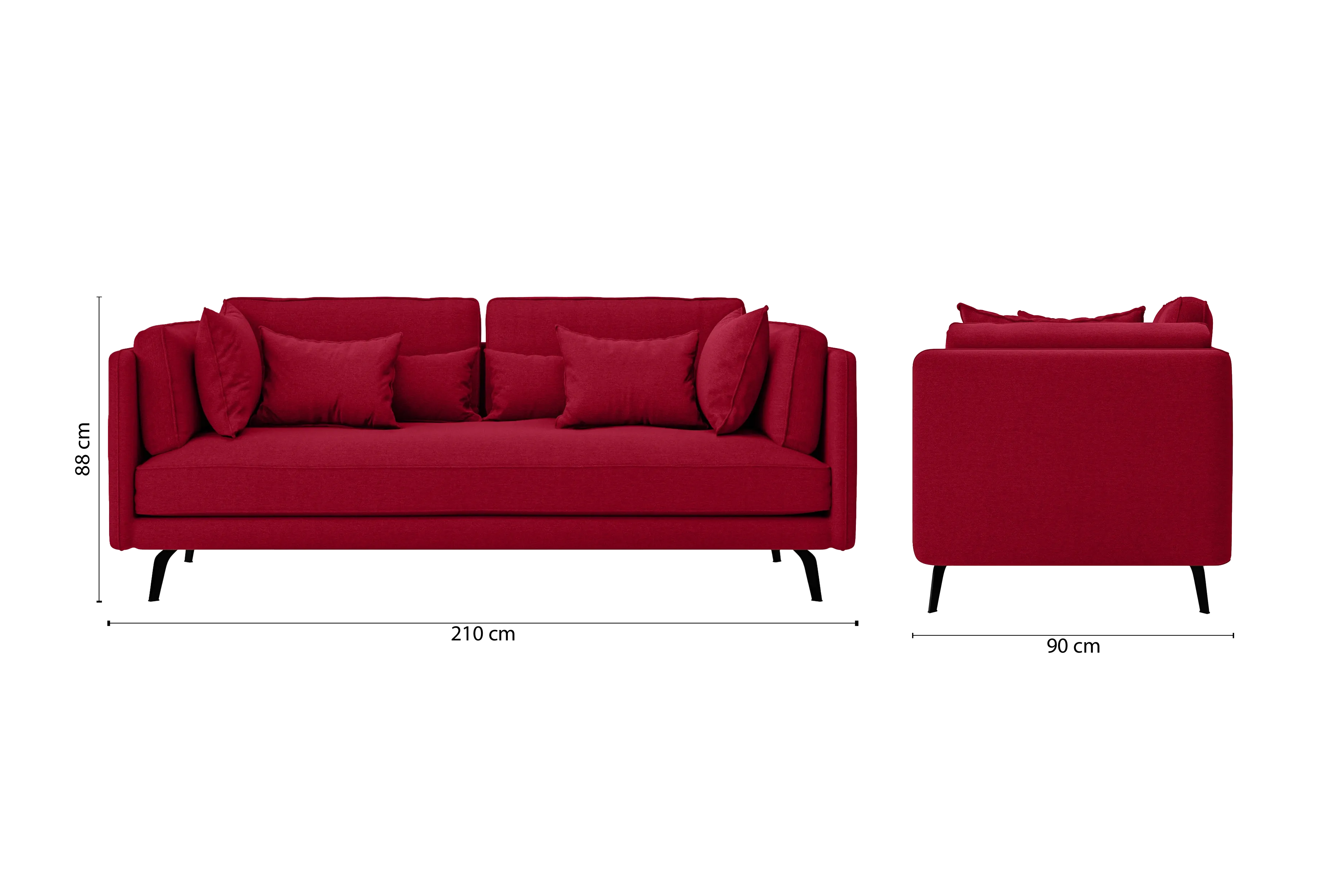 Velletri 3 Seater Sofa Red Linen Fabric