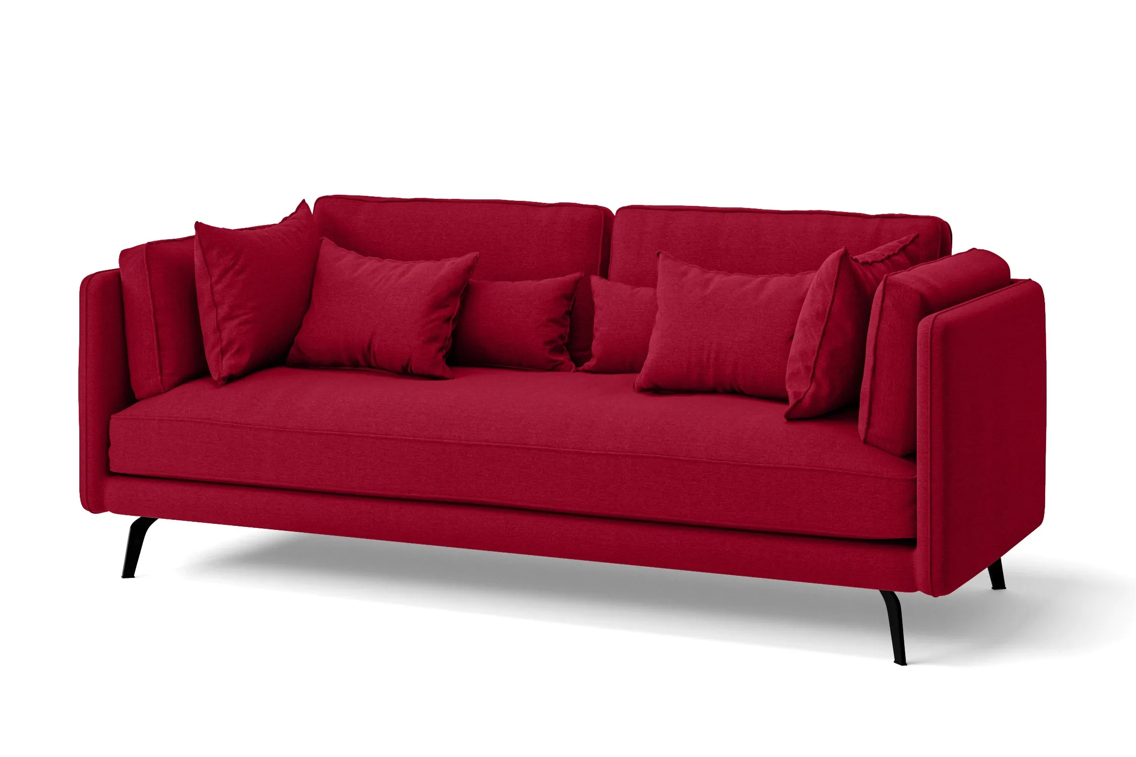 Velletri 3 Seater Sofa Red Linen Fabric