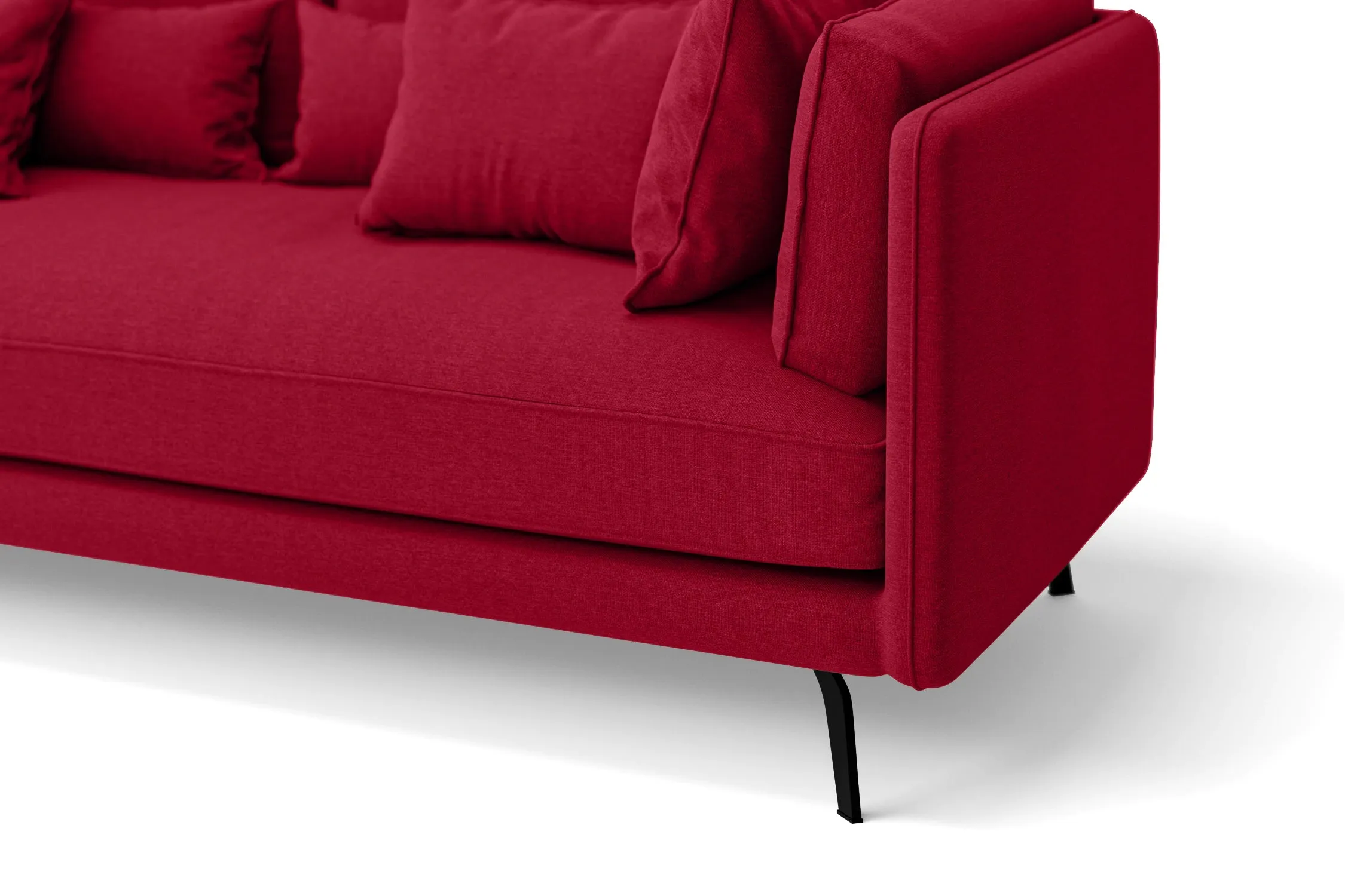 Velletri 3 Seater Sofa Red Linen Fabric