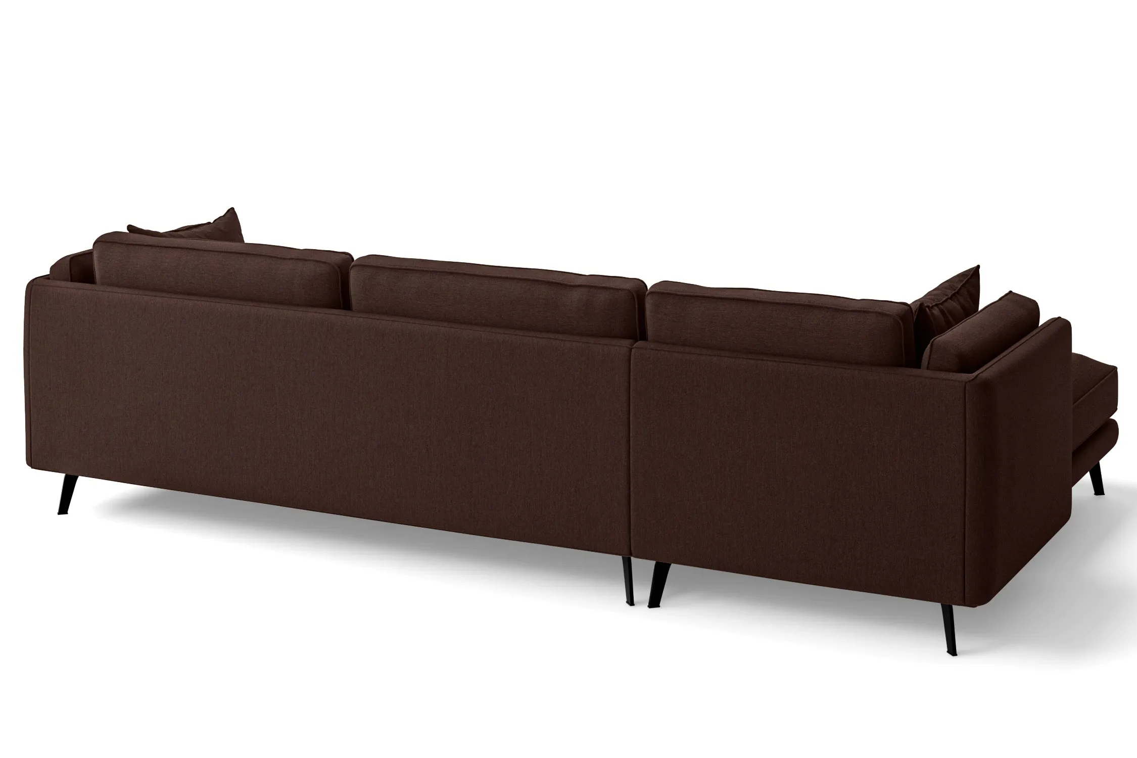 Velletri 4 Seater Left Hand Facing Chaise Lounge Corner Sofa Coffee Brown Linen Fabric