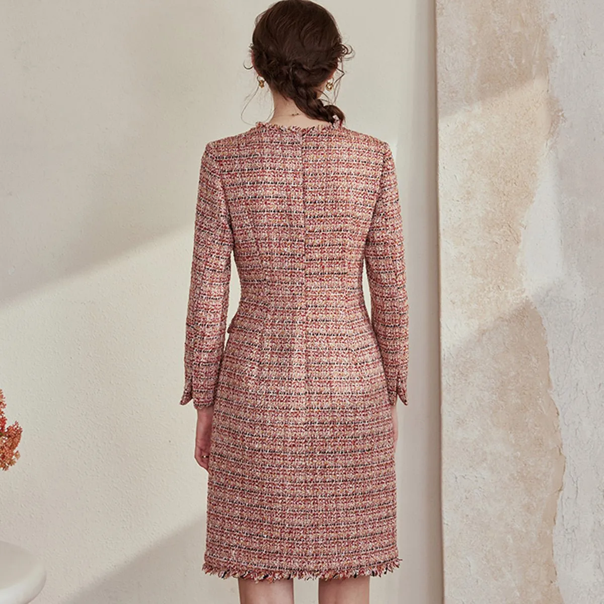 Vintage Tweed Pink Office Dress