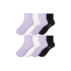 Women's Frilly Rib Quarter Sock 8-Pack