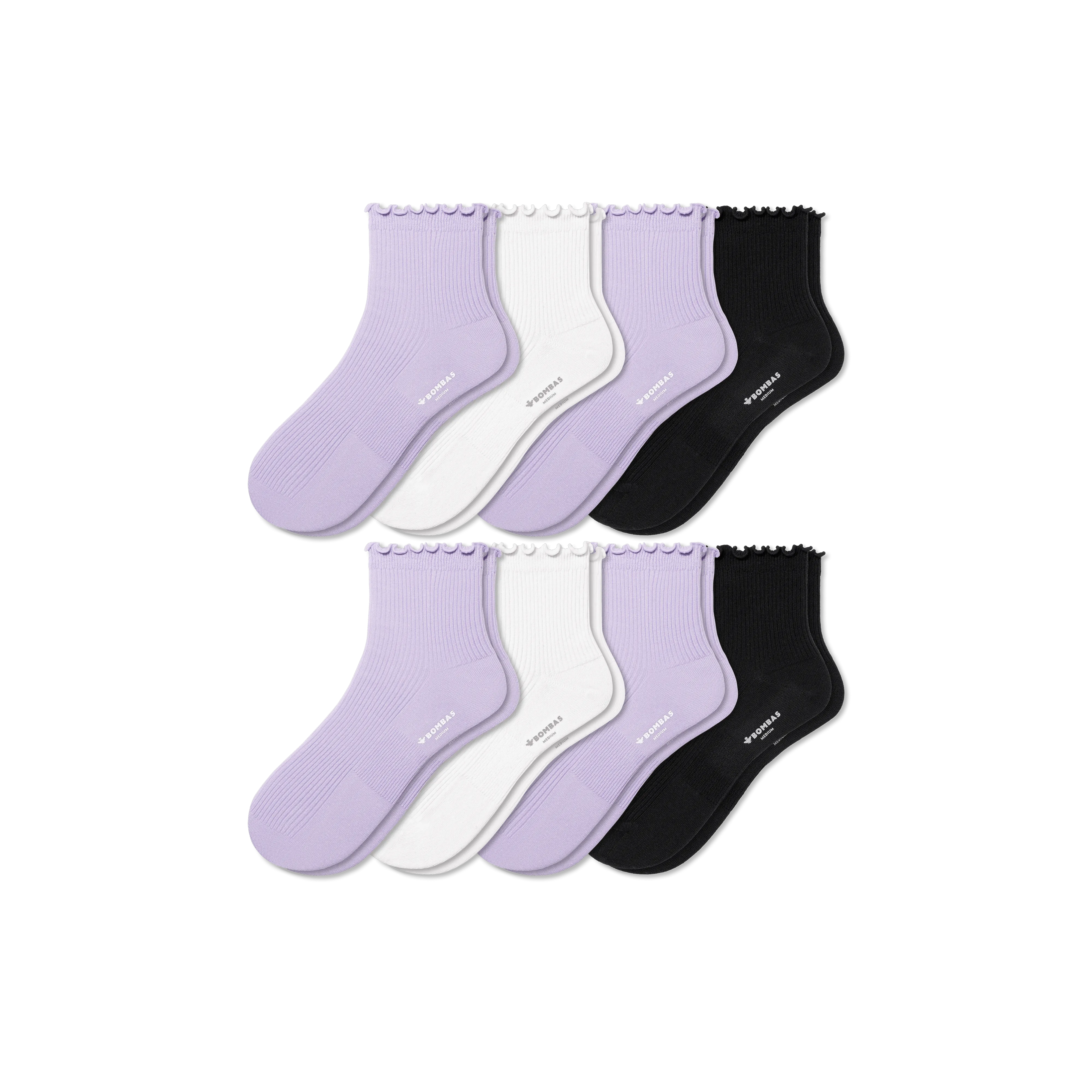 Women's Frilly Rib Quarter Sock 8-Pack